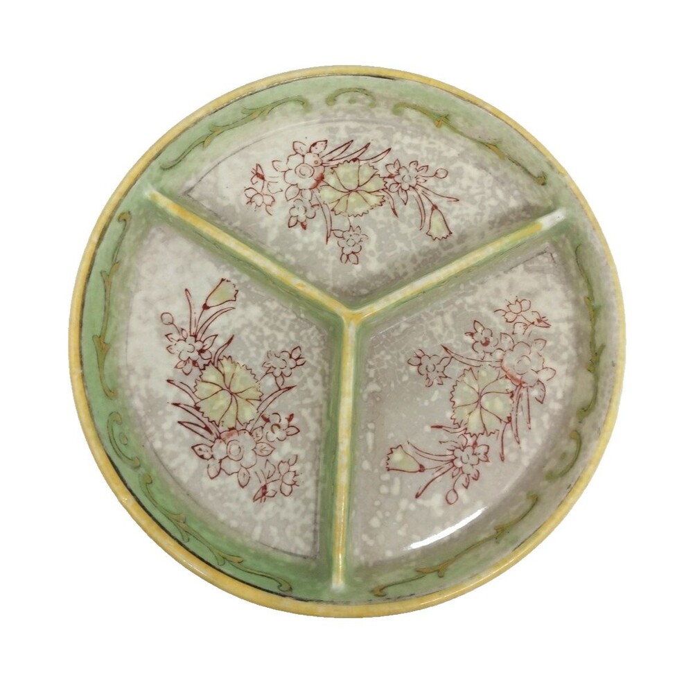 Japanese Moriyama Mori-Machi Porcelain Divided 3 Section Dish/Trinket Dish